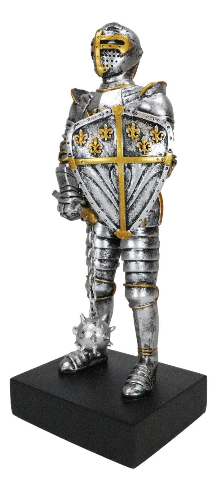 Ebros Gift Medieval Eagle Heraldry Knight Crusader Le Fleur Shield And Mace Flail Figurine