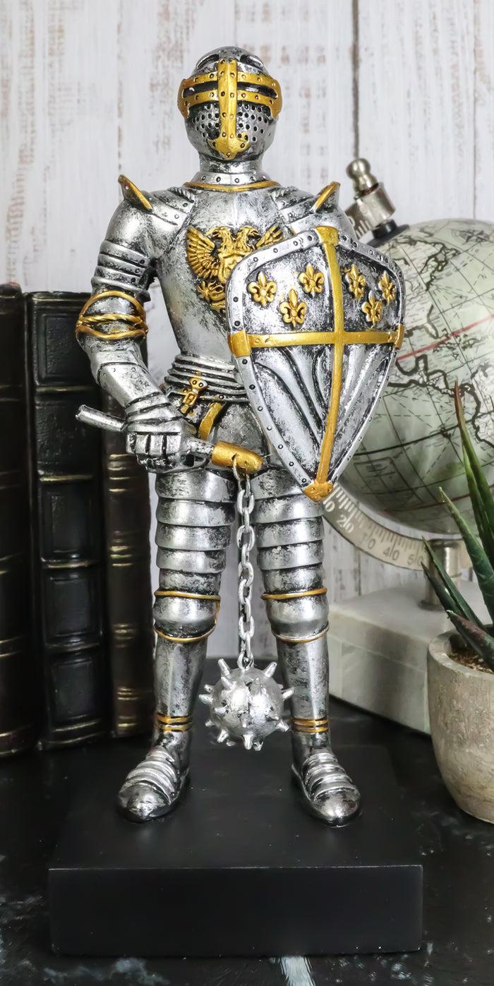 ebros gift Medieval Eagle Heraldry Knight Crusader Le Fleur Shield And Mace Flail Figurine
