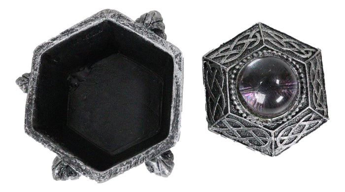 Ebros Gift Medieval Fantasy Dragon Claw With Crystal Gazing Orb Ball Decorative Trinket Box