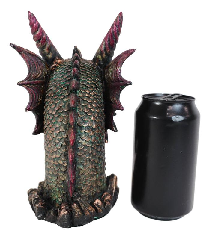 Ebros Gift Medieval Fantasy Hydra Fin Red Spiked Dragon Head With Bright Eyes Statue 8"H