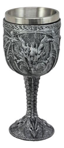Ebros Gift Medieval Fantasy Ridley Scorching Fire Dragon 5oz Wine Drink Goblet Chalice