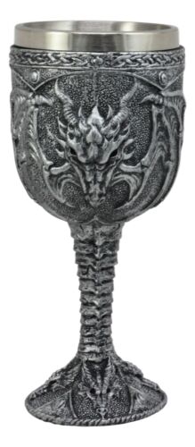Ebros Gift Medieval Fantasy Ridley Scorching Fire Dragon 5oz Wine Drink Goblet Chalice