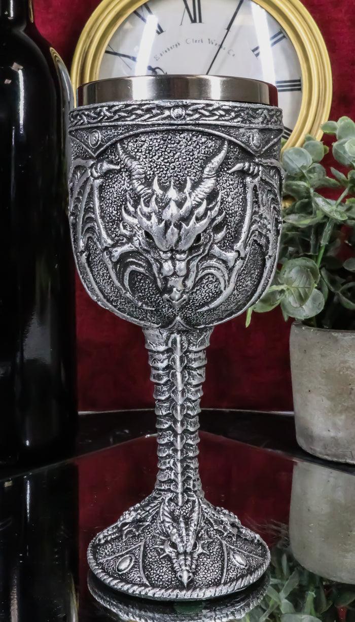 ebros gift Medieval Fantasy Ridley Scorching Fire Dragon 5oz Wine Drink Goblet Chalice