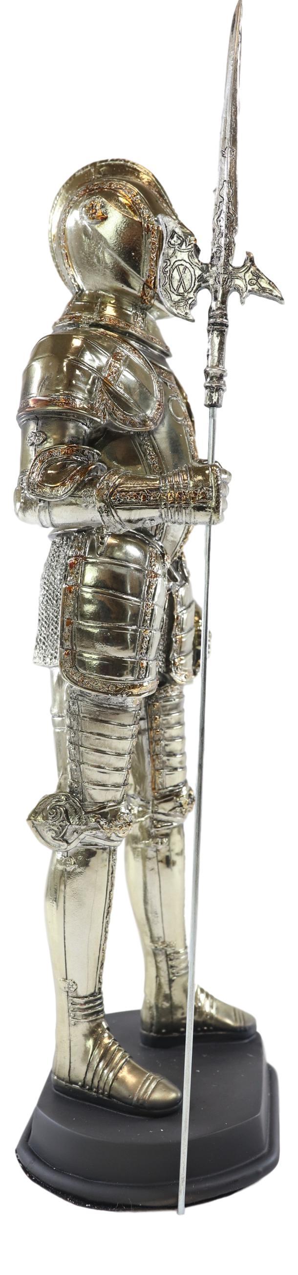 Ebros Gift Medieval Fleur De Lis French Halberdier Pikeman Knight In Suit Of Armor Statue