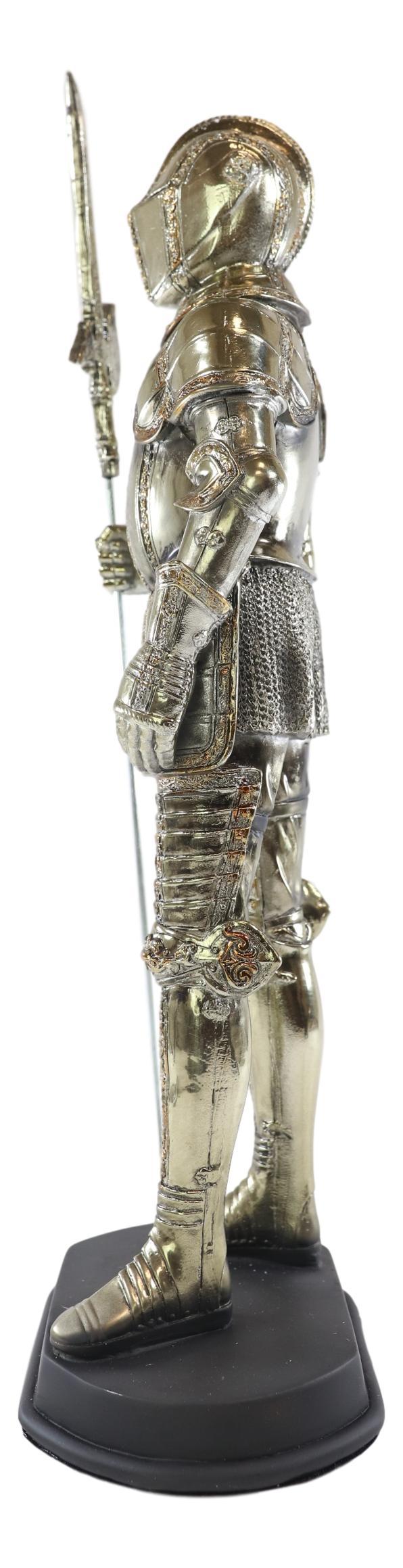 Ebros Gift Medieval Fleur De Lis French Halberdier Pikeman Knight In Suit Of Armor Statue