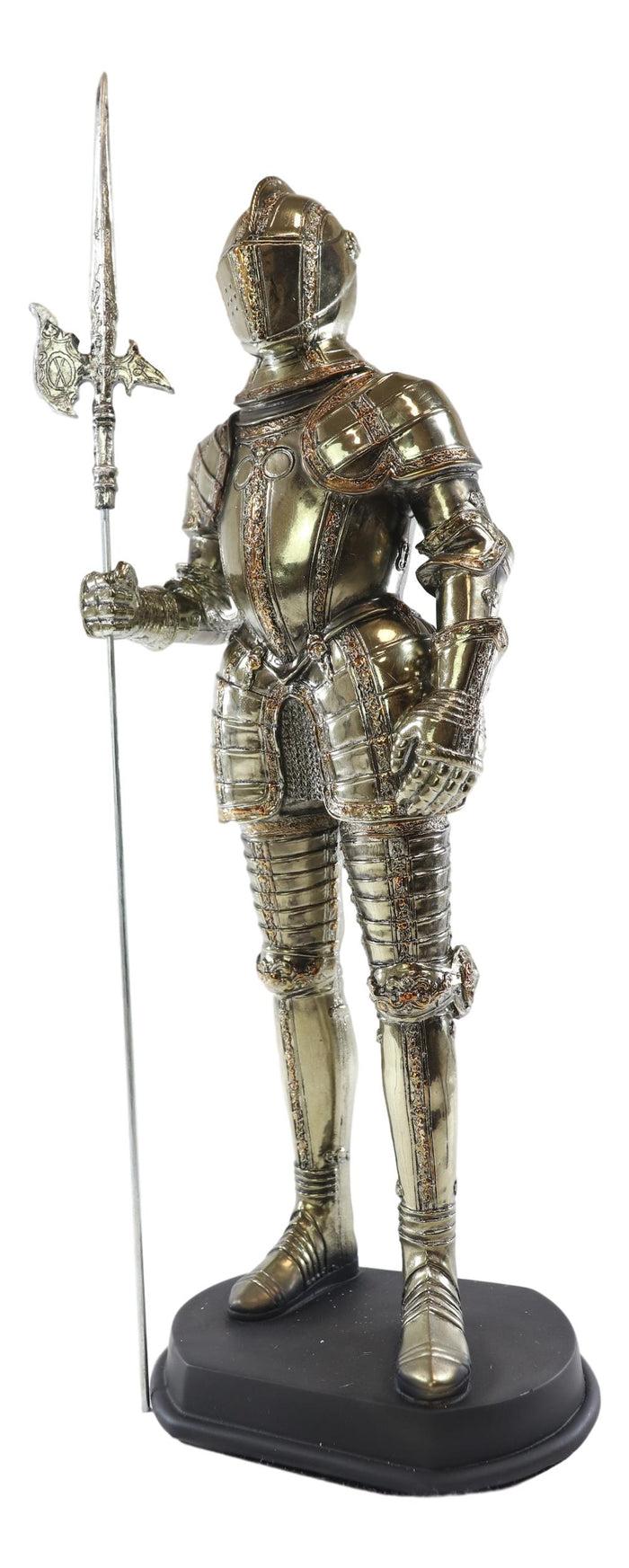 Ebros Gift Medieval Fleur De Lis French Halberdier Pikeman Knight In Suit Of Armor Statue