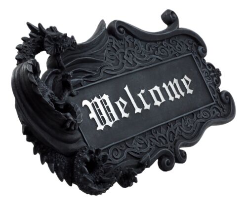 Ebros Gift Medieval Gothic Celtic Knotwork Dungeon Dragon Welcome Sign Wall Plaque Figurine