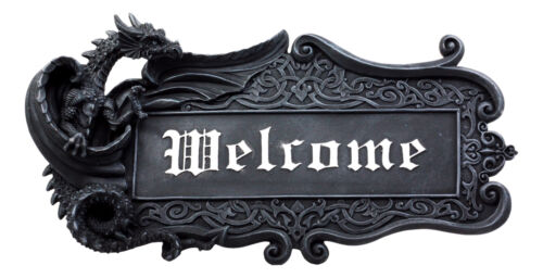 Ebros Gift Medieval Gothic Celtic Knotwork Dungeon Dragon Welcome Sign Wall Plaque Figurine