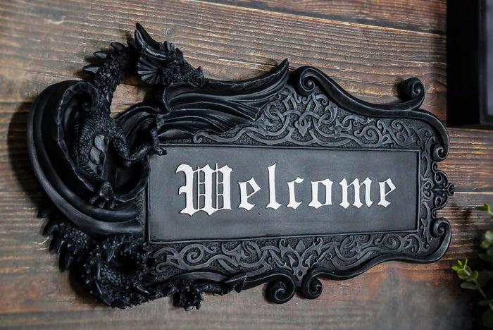ebros gift Medieval Gothic Celtic Knotwork Dungeon Dragon Welcome Sign Wall Plaque Figurine