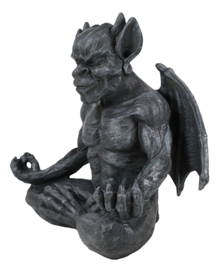 Ebros Gift Medieval Gothic Horned Demonic Gargoyle With Wings In Yoga Meditation Figurine