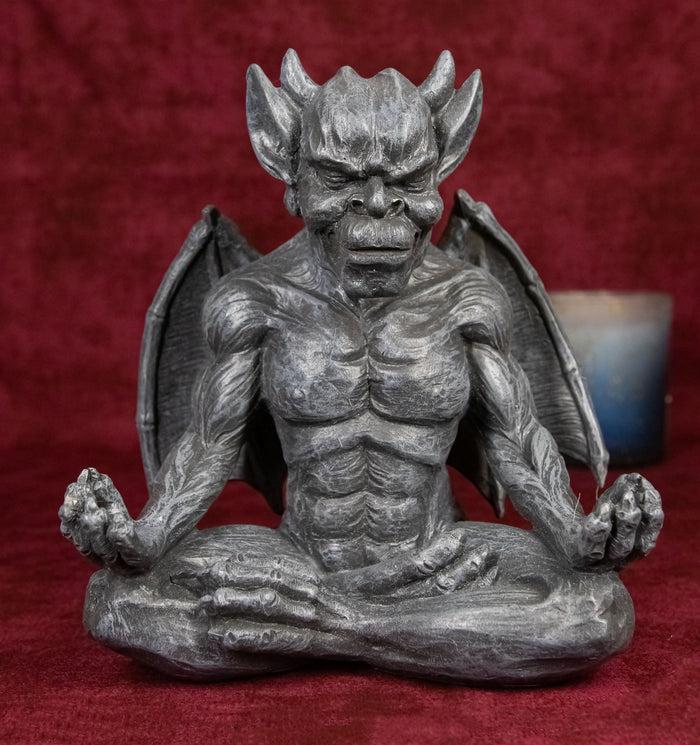 ebros gift Medieval Gothic Horned Demonic Gargoyle With Wings in Yoga Meditation Figurine