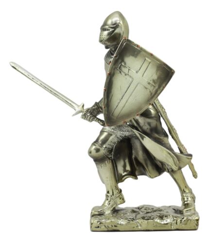 Ebros Gift Medieval Holy Roman Empire Crusader Knight In Battle Statue Suit Of Armor Decor