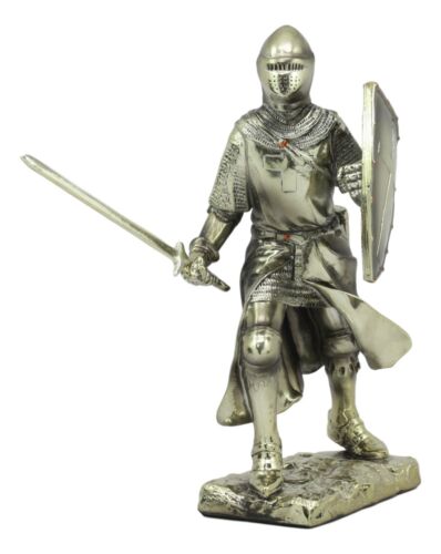 Ebros Gift Medieval Holy Roman Empire Crusader Knight In Battle Statue Suit Of Armor Decor