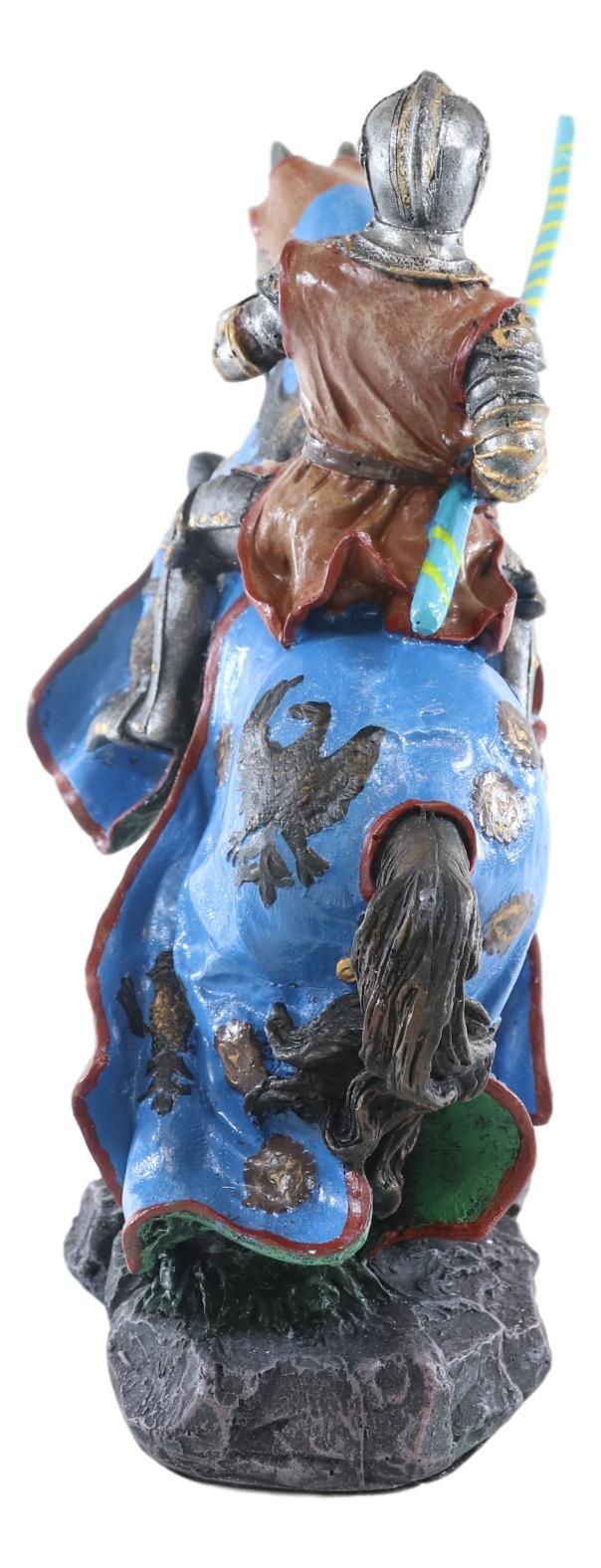 Ebros Gift Medieval Jostling Lancing Tournament Knight On Horse Statue 10" Tall Handpainted