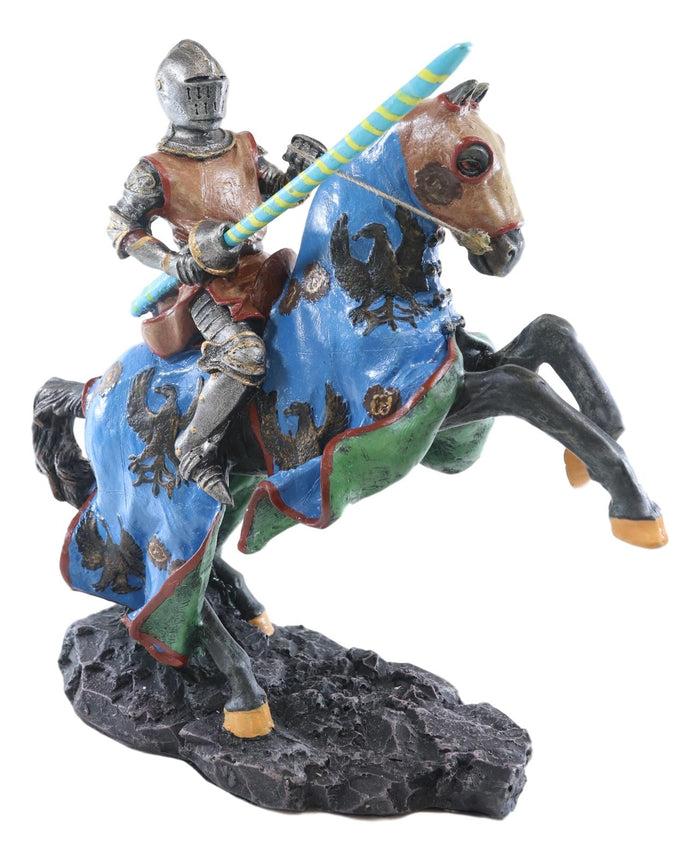 Ebros Gift Medieval Jostling Lancing Tournament Knight On Horse Statue 10" Tall Handpainted