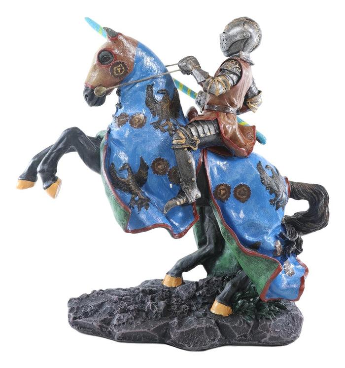 Ebros Gift Medieval Jostling Lancing Tournament Knight On Horse Statue 10" Tall Handpainted