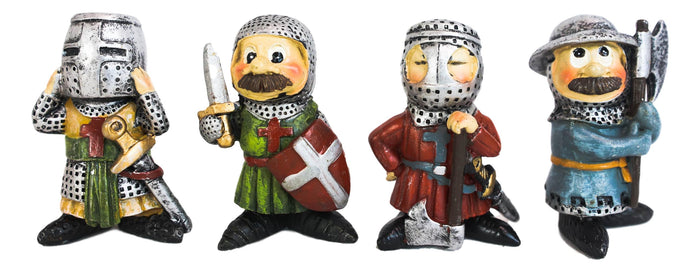 Ebros Gift Medieval Knight Crusader Templar Sword Axe Shield Armor Mini Figurine Set Of 4