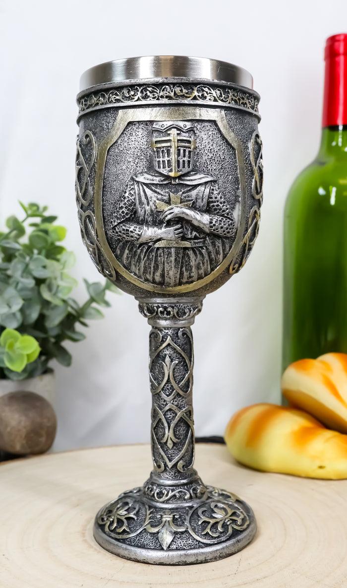 ebros gift Medieval Knight Of Chivalry Gauntlet 9.5"H 8oz Wine Drink Goblet Chalice Cup