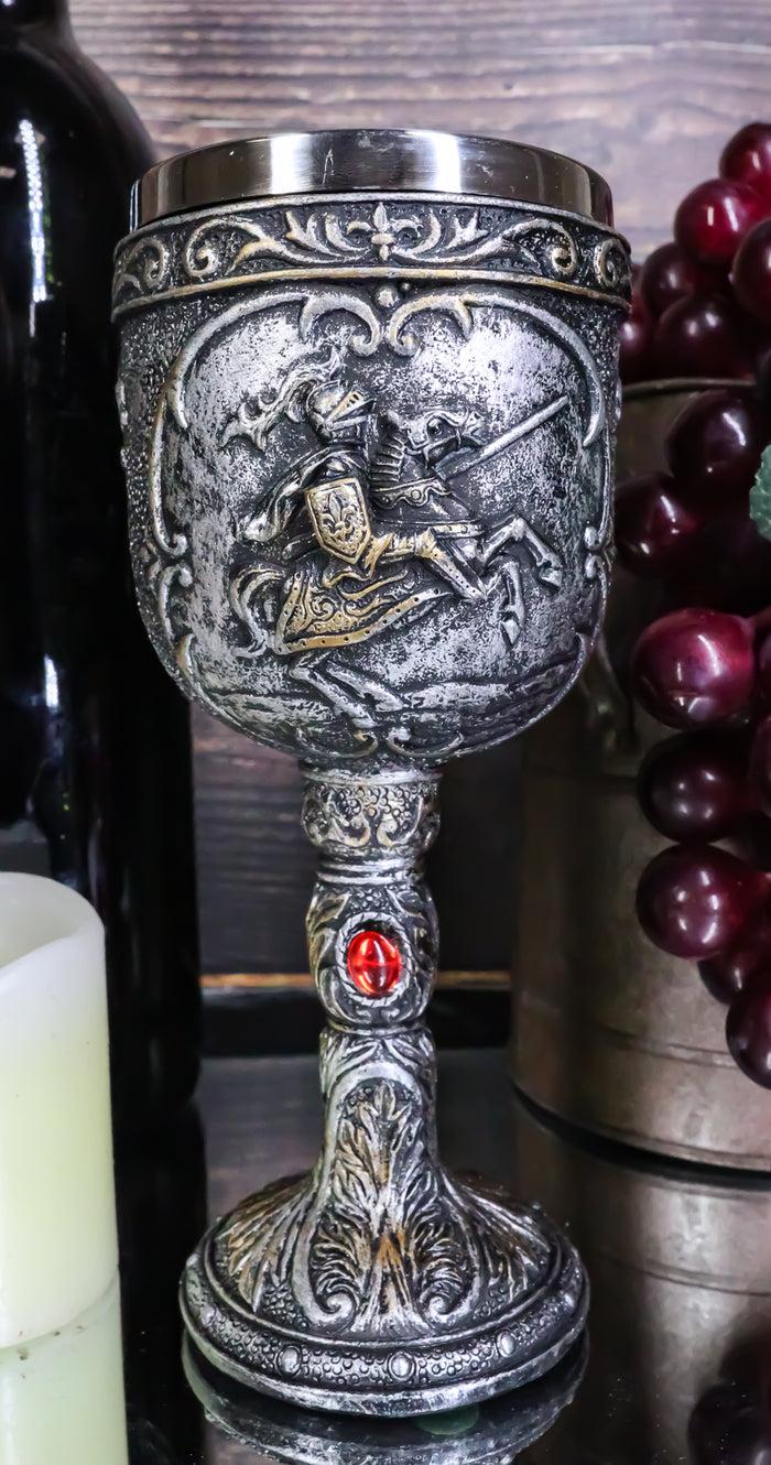 ebros gift Medieval Knight Of Chivalry On Charging Horse Wine Goblet Royal Wine Chalice