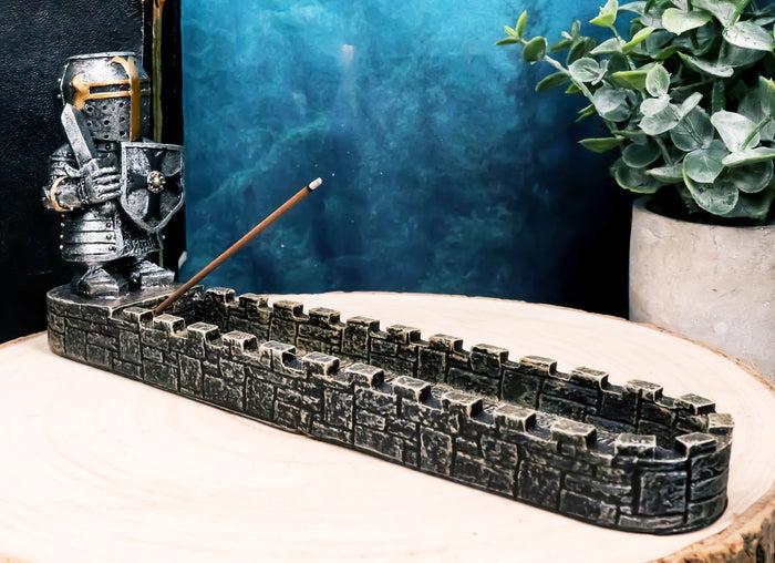 ebros gift Medieval Knight of The Cross Templar Crusader On Castle Incense Burner Figurine