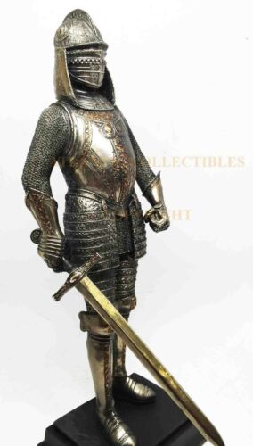 Ebros Gift Medieval Knight Statue Bronze Finishing Cold Cast Resin Statue 12 3/4" Tall