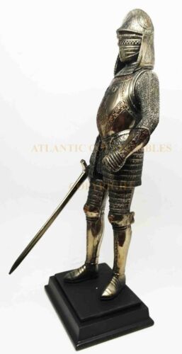 Ebros Gift Medieval Knight Statue Bronze Finishing Cold Cast Resin Statue 12 3/4" Tall