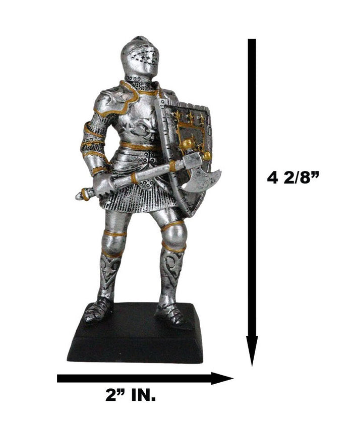 Ebros Gift Medieval Knight With Hand Axe And Heraldry Coat Of Arms Shield Mini Figurine