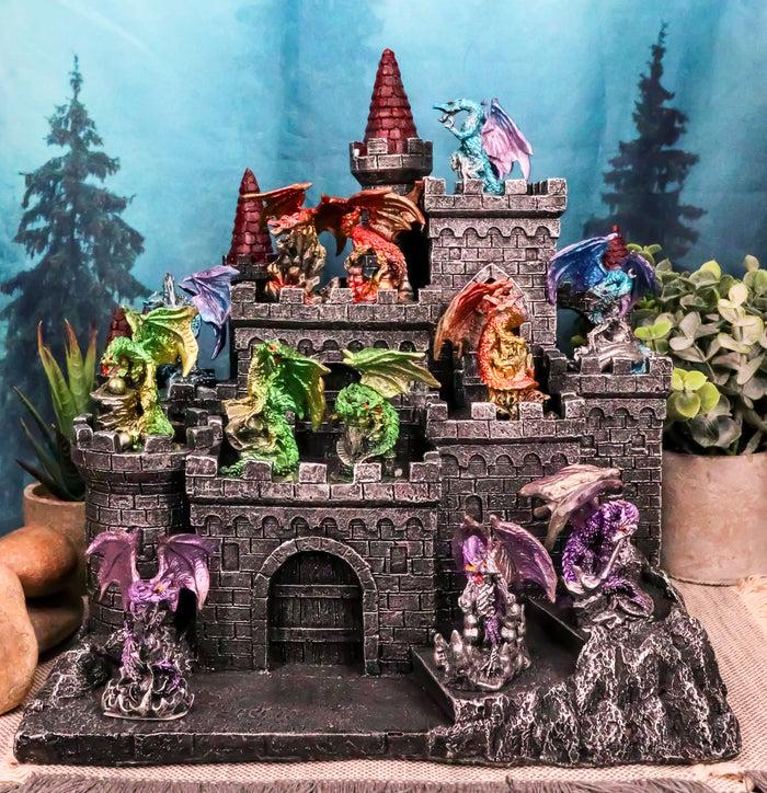 ebros gift Medieval Mini Dragons Guarding King's Landing Castle Fortress Display Statue Set