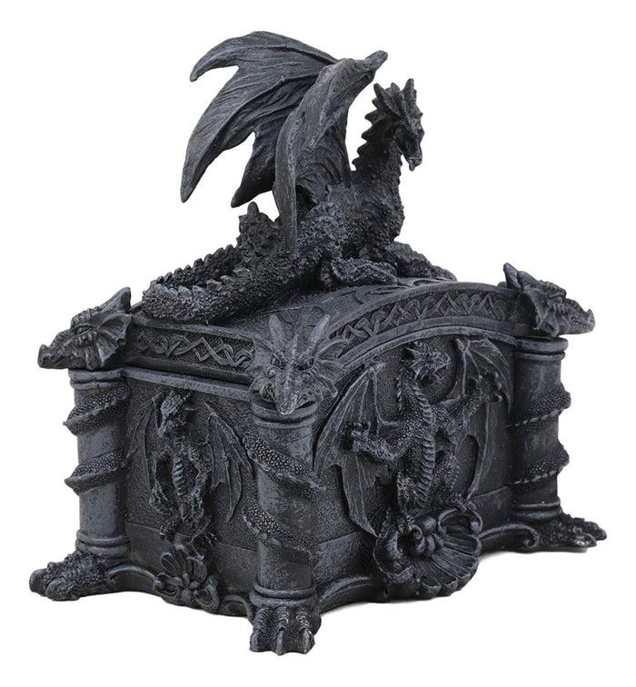 Ebros Gift Medieval Roaring Fire Dragon On Celtic Knotwork Trinket Jewelry Box Statue Decor