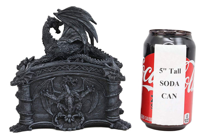 Ebros Gift Medieval Roaring Fire Dragon On Celtic Knotwork Trinket Jewelry Box Statue Decor