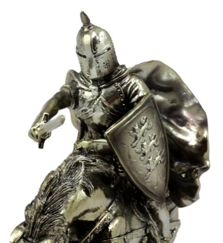 Ebros Gift Medieval Royal Arms Of England Three Lions Charging Calvary Horse Knight Statue