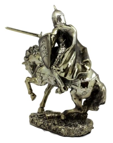 Ebros Gift Medieval Royal Arms Of England Three Lions Charging Calvary Horse Knight Statue