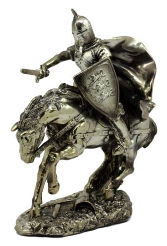 ebros gift Medieval Royal Arms Of England Three Lions Charging Calvary Horse Knight Statue
