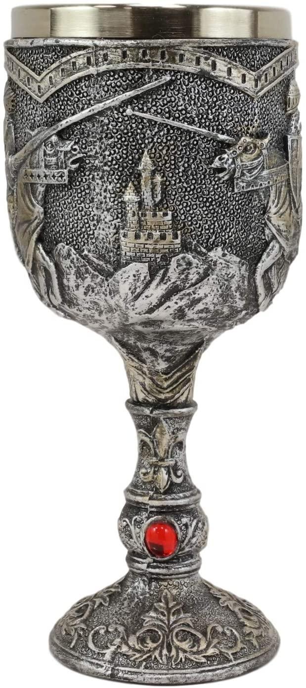 Ebros Gift Medieval Royal Charging Horse Knight Chivalry Wine Drink Goblet Chalice 5oz