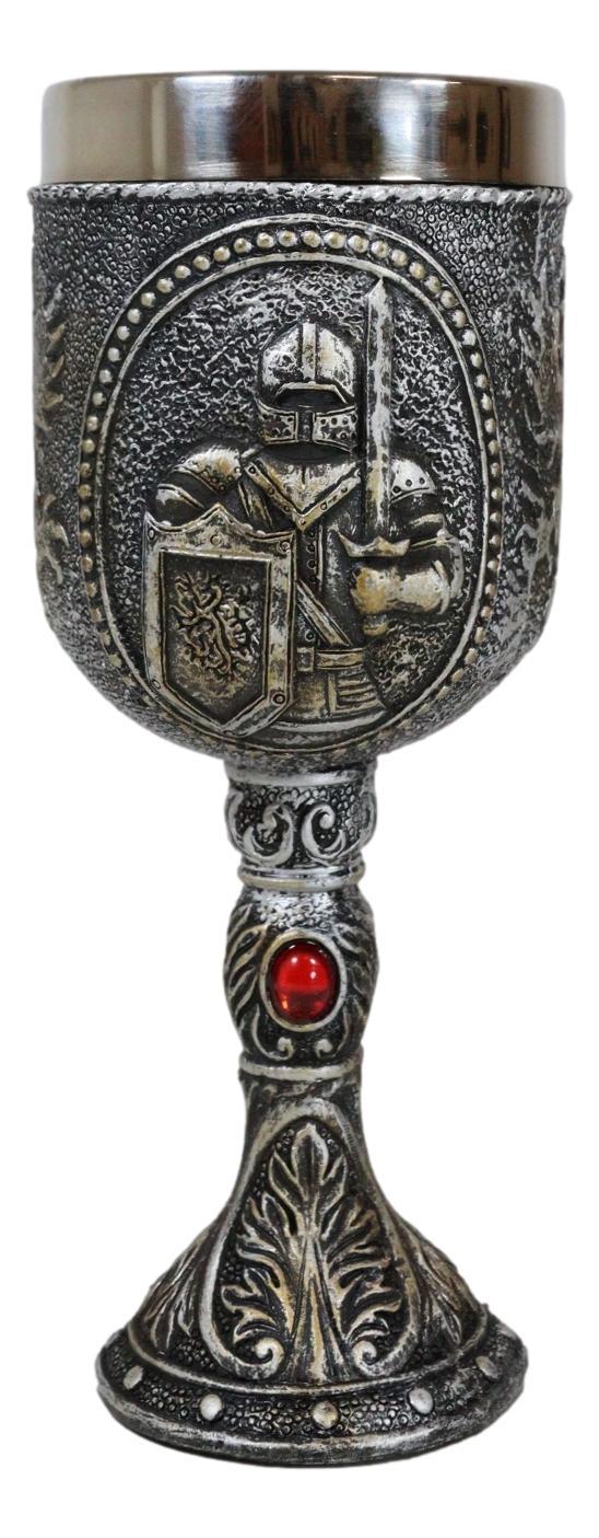 Ebros Gift Medieval Sir Swordsman Knight Suit Of Armor Wine Drink Goblet Chalice 5oz
