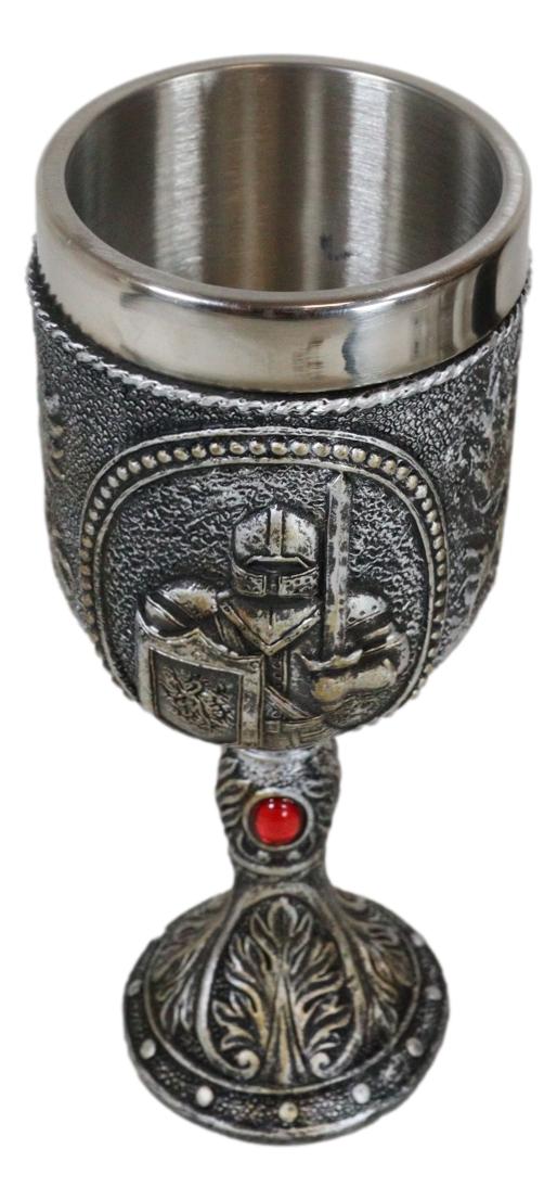 Ebros Gift Medieval Sir Swordsman Knight Suit Of Armor Wine Drink Goblet Chalice 5oz