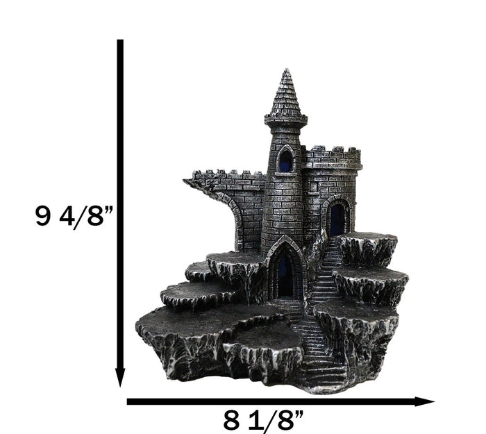 Ebros Gift Medieval Stonewall Castle Fortress On Rock Steppes Display Stand W/ LED Figurine
