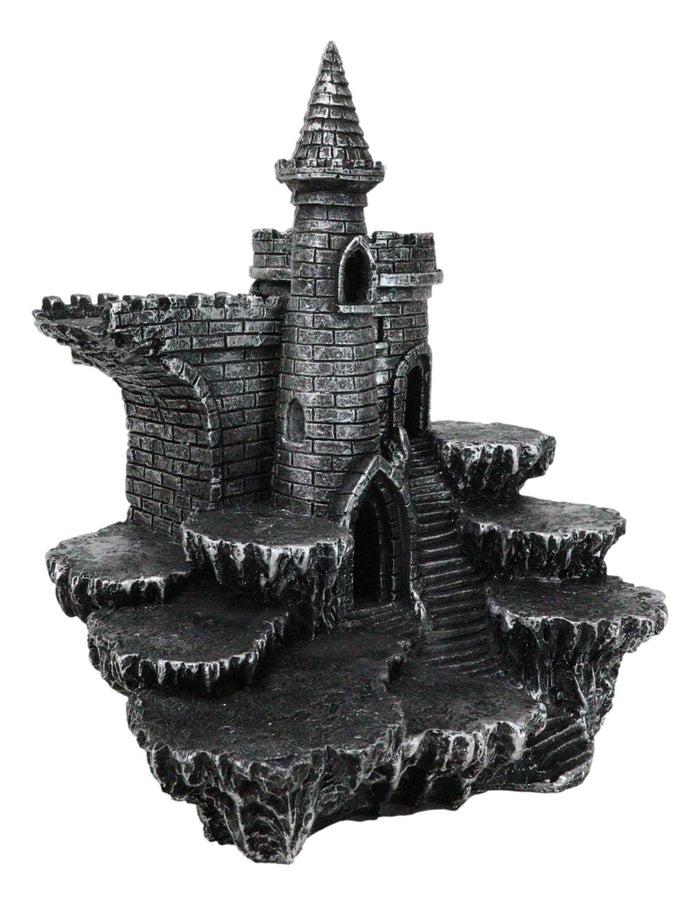 Ebros Gift Medieval Stonewall Castle Fortress On Rock Steppes Display Stand W/ LED Figurine