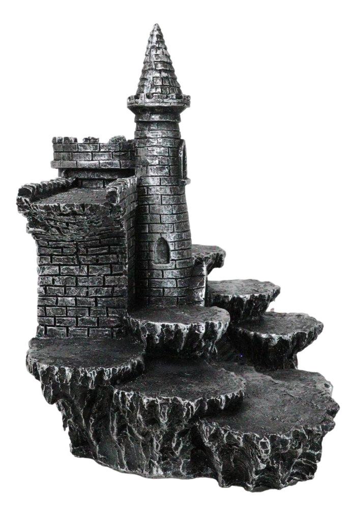 Ebros Gift Medieval Stonewall Castle Fortress On Rock Steppes Display Stand W/ LED Figurine