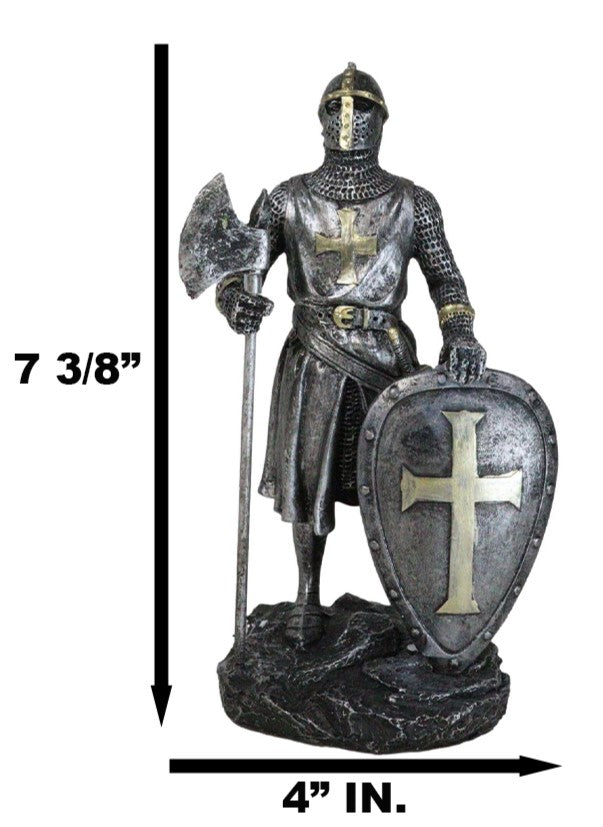 Ebros Gift Medieval Suit Of Armor Crusader Knight With Axe And Large Shield Figurine