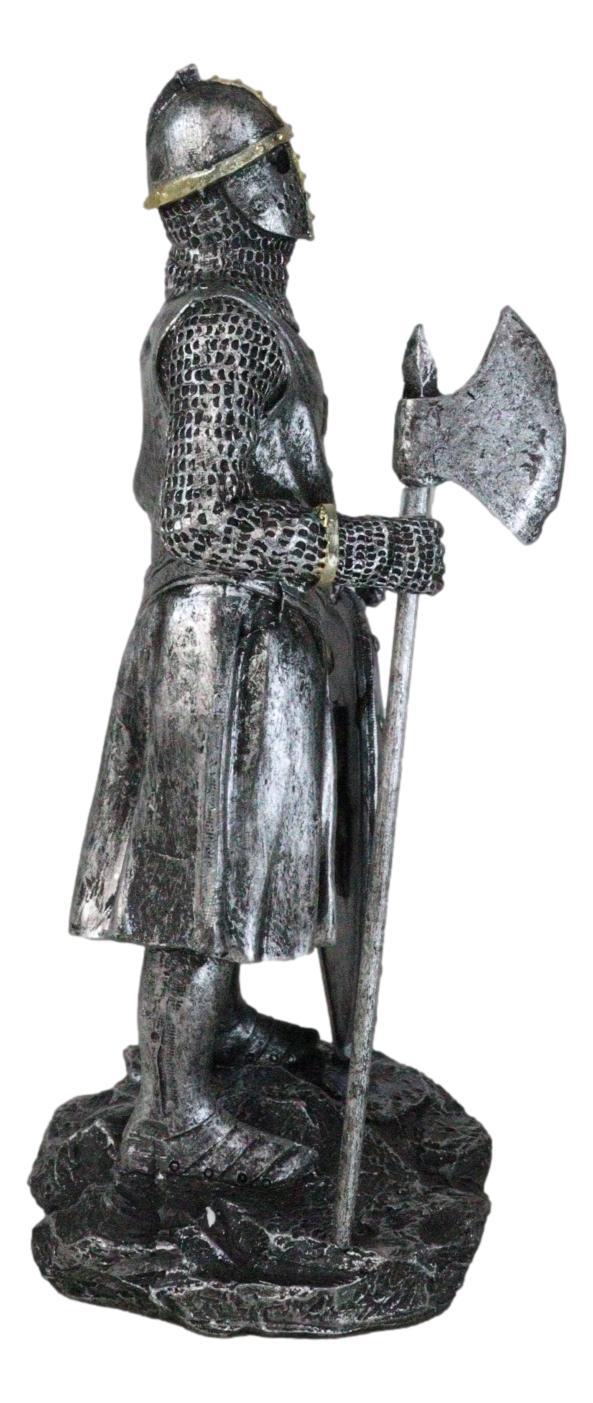 Ebros Gift Medieval Suit Of Armor Crusader Knight With Axe And Large Shield Figurine