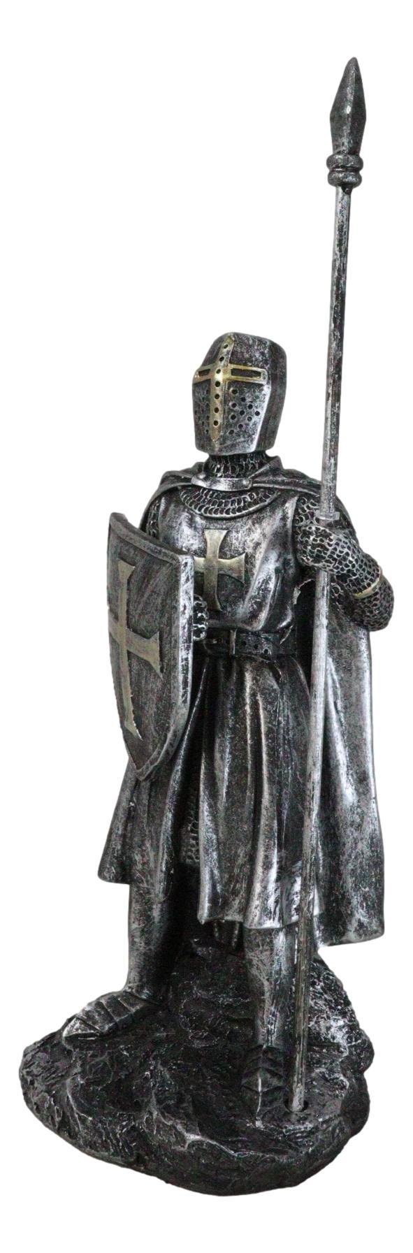 Ebros Gift Medieval Suit Of Armor Crusader Knight With Spear Javelin And Shield Figurine