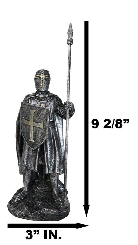 Ebros Gift Medieval Suit Of Armor Crusader Knight With Spear Javelin And Shield Figurine