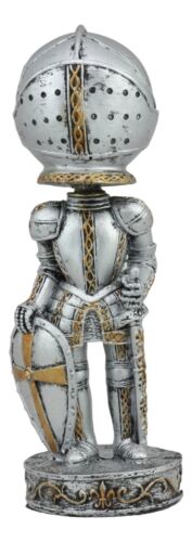 ebros gift Medieval Suit Of Armor Crusader Sword And Shield Knight Bobblehead Figurine