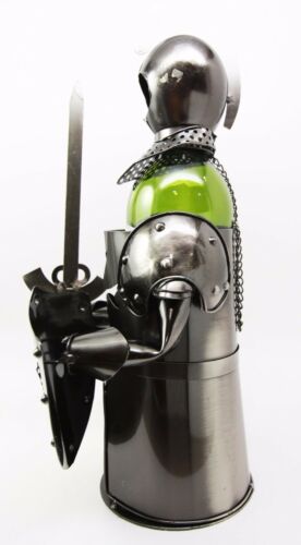 Ebros Gift Medieval Suit Of Armor Knight Hand Made Metal Wine Bottle Holder Caddy Decor
