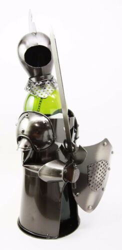 Ebros Gift Medieval Suit Of Armor Knight Hand Made Metal Wine Bottle Holder Caddy Decor