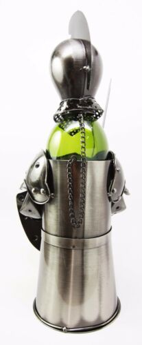 Ebros Gift Medieval Suit Of Armor Knight Hand Made Metal Wine Bottle Holder Caddy Decor
