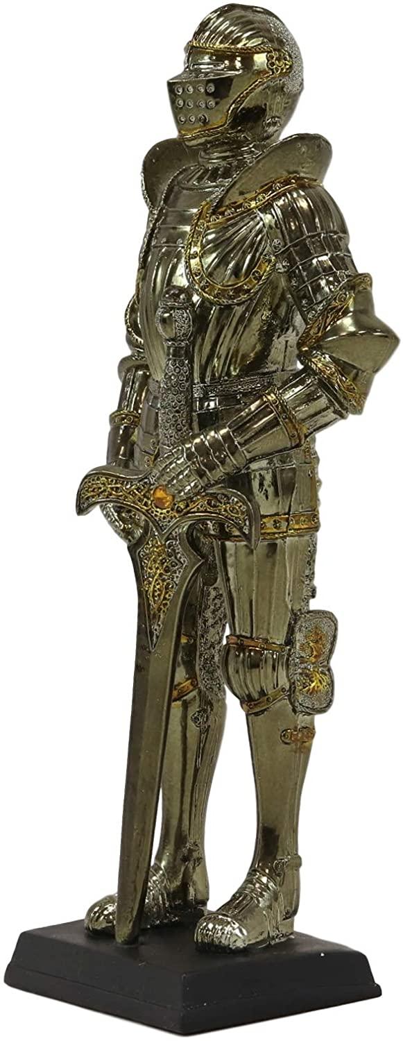 Ebros Gift Medieval Suit Of Armor Knight Of Chivalry Broad Swordsman Figurine 7"H Statue