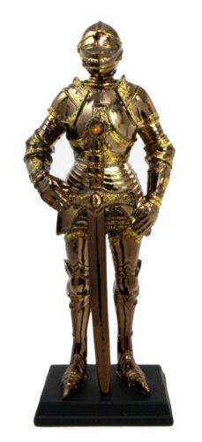 ebros gift Medieval Suit Of Armor Knight Of Chivalry Long Sworsdman Figurine 7"H Statue