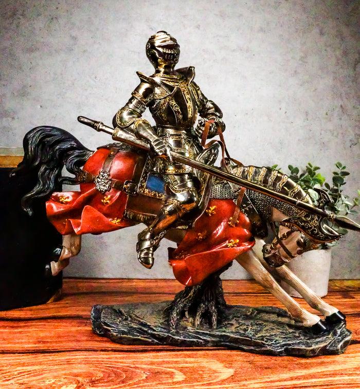 ebros gift Medieval Suit of Armor Knight On Charging Horse Large Decorative Figurine 12.5"H